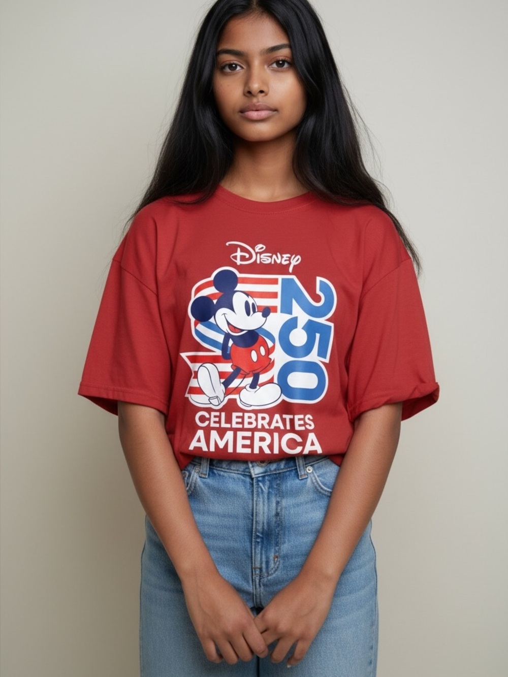 Disney Red Mickey 250 Celebrates America Graphic Tee